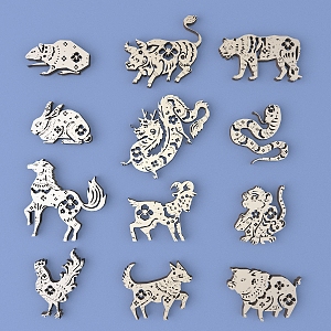 Chinese Metal Carved Chinese Zodiac Carved Chinese Pattern Hollow Carved Traditional Carved 3d model