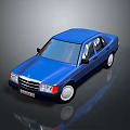 Blue Mercedes Benz Classic Sedan with White Wheels and Shiny Exterior