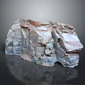 Natural Wood Stone Decorative Structure With Layered Texture And Small Green Plants