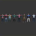 Group of People Standing in Line Stretching Arms With Gray Background and Floor Reflections