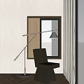 Simple leisure chair floor lamp 3d model