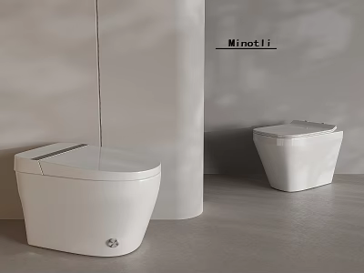 Minotti White Modern Toilets with Sleek Design in Minimalist Bathroom Space 3d model