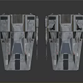 Two Silver Sci Fi Spaceship Models With Striped Design And Cockpit 3d model