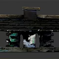 Handcrafted Miniature Wooden Cabin Model With Tile Roof Chimney And Square Base