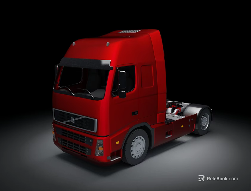 Red Volvo Heavy Duty Truck Cab Design With Modern Exterior Features 3d model 
