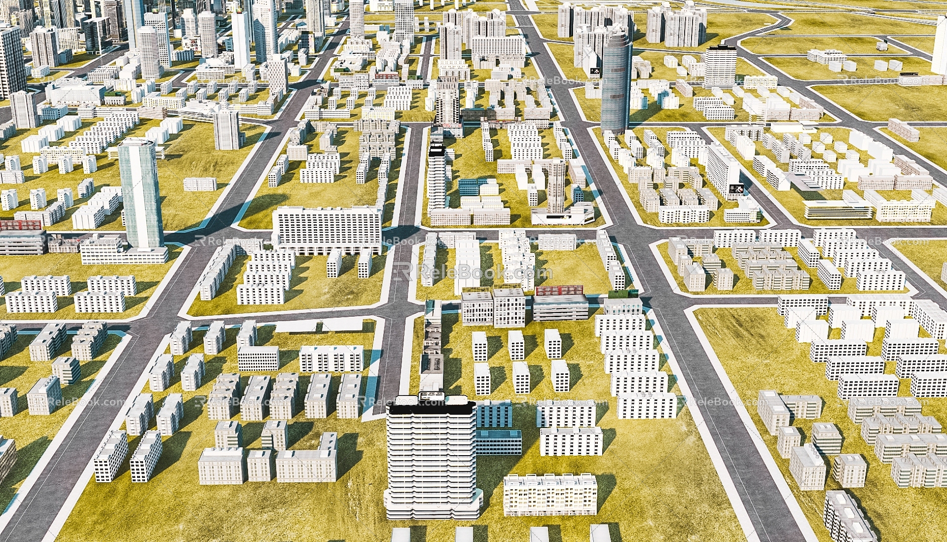 Modern Aerial View Urban Age Planning Aerial View 3d model