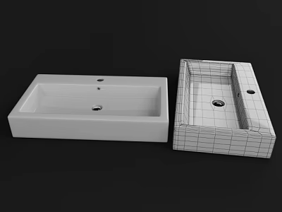 Modern White Washbasin Design With 3D Wireframe Model And Smooth Surface 3d model