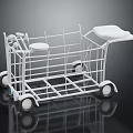White Metal Frame Wheeled Medical Cart With Platform And Storage Shelves