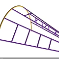 Curved Playground Equipment Slide Structure With Purple And Yellow Metal Frame And Ladder Steps