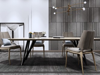 Modern Dining Table Chair Combination Dining Table Chair 3d model