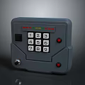 Gray Industrial Computer Control Panel With Numeric Keypad Indicator Lights Buttons And Knob 3d model