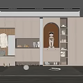 Modern White Shoe Cabinet Interior Design With Storage Space And Clothing Rack