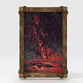 Ornate Vintage Picture Frame With Intricate Gold Carved Border And Art Design