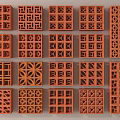 Red Brick Hollow Decorative Patterns With Various Unique Intricate Designs 3d model