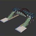 Modern Arched Bridge Design With Glass Structure Staircases And Platforms 3d model