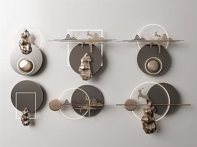 Modern Luxury Wall Decor With Geometric Frames Metal Accents And Ornaments 3d model