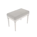 Simple Light Gray Cushioned Ottoman Bench With White Wooden Frame Legs 3d model