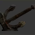 Rusted Old Metal Anchor Display With Weathered Surface On Dark Background 3d model