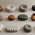 Modern Sofa Stool Fabric Sofa Stool Bed End Stool Foot Bench Round Stool Square Stool Lazy Sofa Cushion 3d model