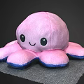 Pink Octopus Shaped Plush Pillow With Smiling Face Big Eyes And Blue Edged Tentacles