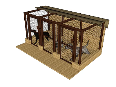 Decorative Ornament Set With Wooden Frame Metal Mesh And Dog Figures 3d model