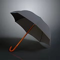 Practical Open Umbrella With Gray Canopy And Orange Handle For Daily Use 3d model