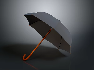 Practical Open Umbrella With Gray Canopy And Orange Handle For Daily Use 3d model Practical Open Umbrella With Gray Canopy And Orange Handle For Daily Use 3d model