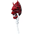 Red Horned Demon Mask Featuring Intricate Design And White Rope 3d model