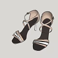 Elegant Women's Beige Strappy High Heels with Cross Straps and Slim Heel