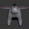 Cute Gray Cartoon Donkey Character With Pink Ears And Playful Look