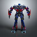 Detailed Blue Red Black Mechanical Transformer Robot With Armored Structure Design 3d model
