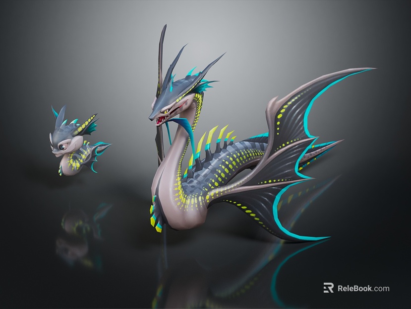 Modern game character sea dragon monster texture