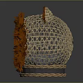 Woven Decorative Ornament Set With Cat Ear Design Orange Fur Trim And Blue Cushion