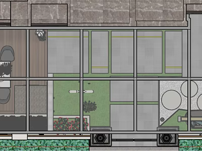 Garden Landscape Layout With Green Spaces Plants Pathways And Seating Areas 3d model