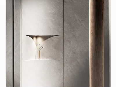 Modern Minimalist Wall Paneling Design With Gray Textured Surface And Wooden Accent 3d model