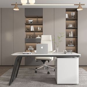 Modern Office Desk and Chair Rock Board Writing Desk 3d model