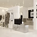 Modern Clothing Store Interior With Clothes On Racks White Black Decor Mirrors And Display Area