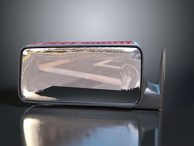 Car Rearview Mirror With Chrome Frame And Reflective Glass Surface 3d model
