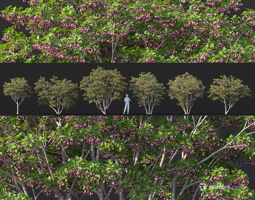 Lush Flowering Shrubs With Pink Blooms Green Leaves And Dense Foliage For Garden Landscaping 3d model 