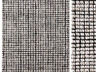 Black and White Woven Square Rug With Intricate Textured Surface and Plush Weave 3d model