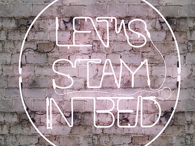 Neon Decorative Light with Let's Stay In Bed Text on Brick Wall Background 3d model