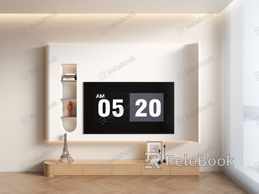 Cream wind TV background wall TV background wall model