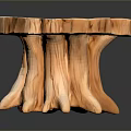 Natural Wooden Stump Design Outdoor Table With Root Shaped Legs And Smooth Surface