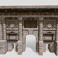 Classical Stone Architecture Structure With Archway Columns And Decorative Carvings 3d model