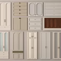 Cabinet Door And Drawer Components With Various Designs And Neutral Color Tones