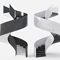 Arc Handrail Stairs Rotating Stairs Household Rotating Stairs Indoor Stairs and Simple Rotating Stairs 3d model