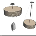Elegant Circular Pendant Light With Intricate Cutout Pattern And Silver Metallic Frame Design 3d model
