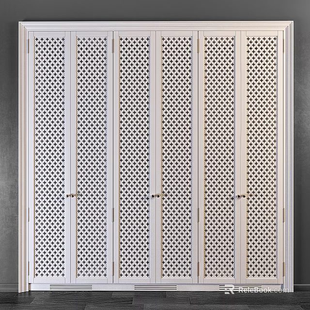Modern White Chest of Drawers With Perforated Panel Design And Vertical Drawers 3d model 
