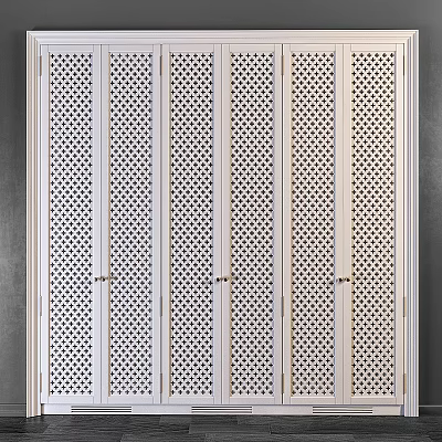 Modern White Chest of Drawers With Perforated Panel Design And Vertical Drawers 3d model