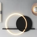 Modern Wall Lamps Featuring Circular Linear Glowing Ring And Black Gold Metal Design